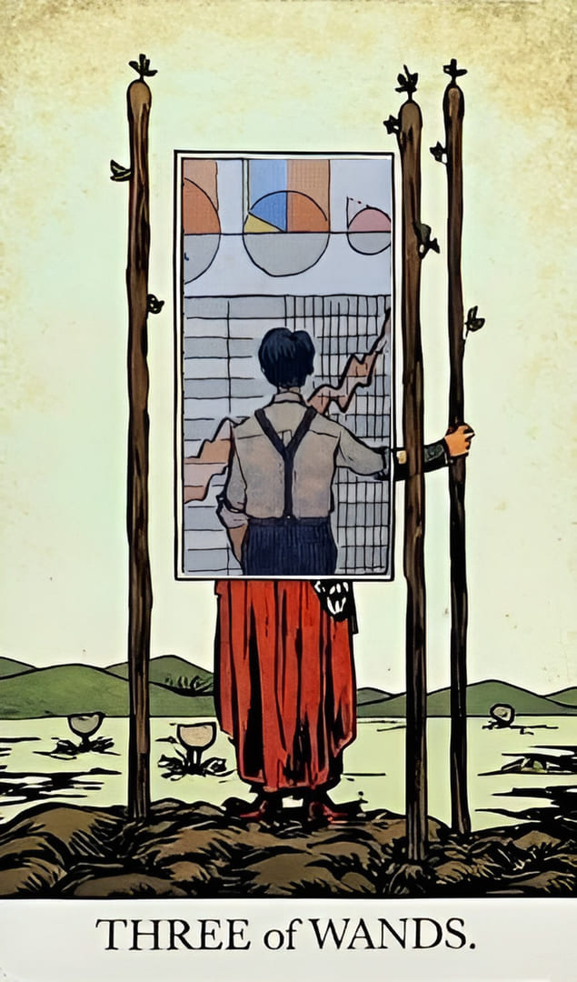 Tres de Bastos — The Unveiled Tarot