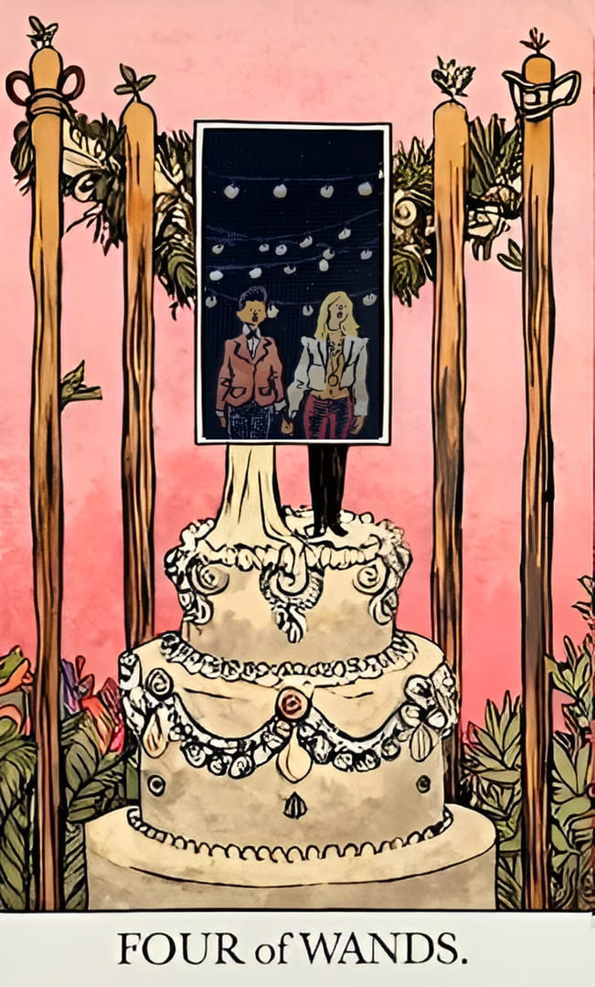 Cuatro de Bastos — The Unveiled Tarot