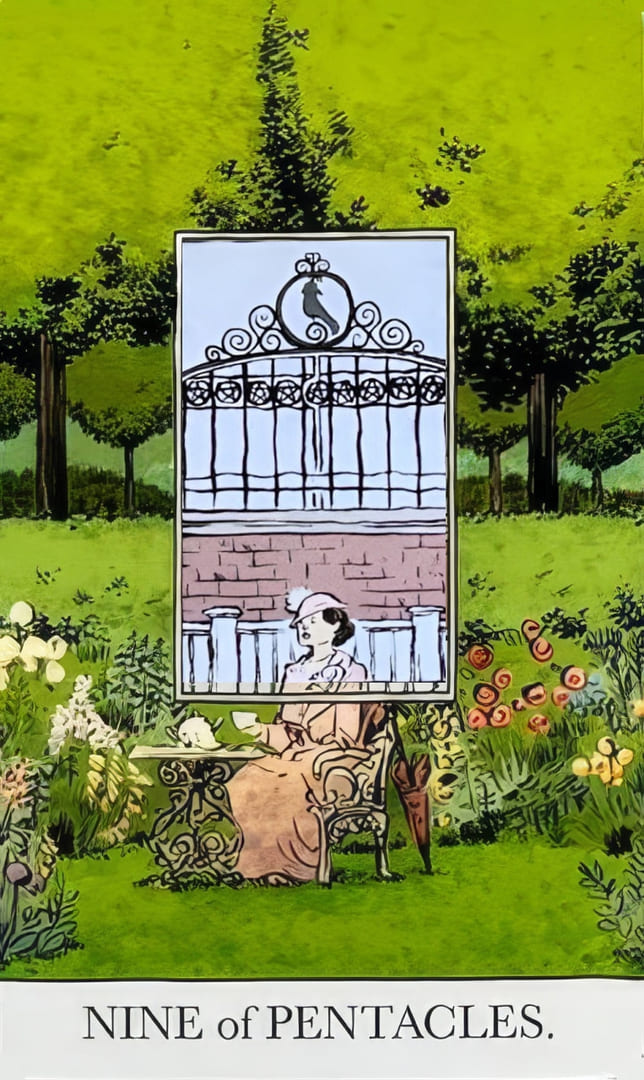 Nueve de Oros — The Unveiled Tarot