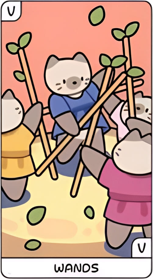 Five of Wands — YOLO Tarot