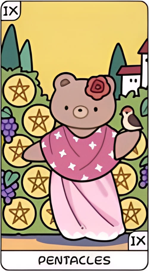 Nueve de Oros — YOLO Tarot