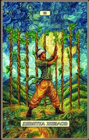 Nine of Wands — Swirls of Light Tarot
