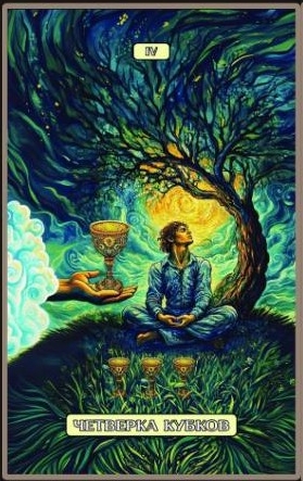 Four of Cups — Swirls of Light Tarot