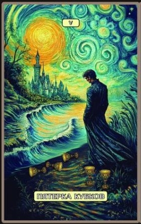 Five of Cups — Swirls of Light Tarot