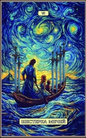 Six of Swords — Swirls of Light Tarot