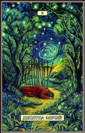 Ten of Swords — Swirls of Light Tarot