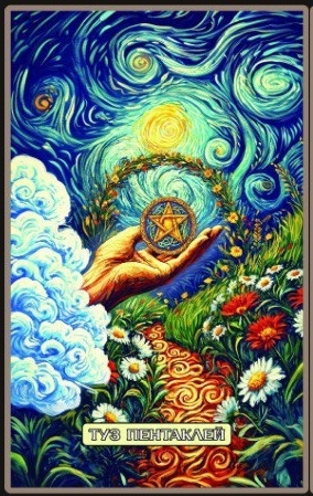 Ace of Pentacles — Swirls of Light Tarot